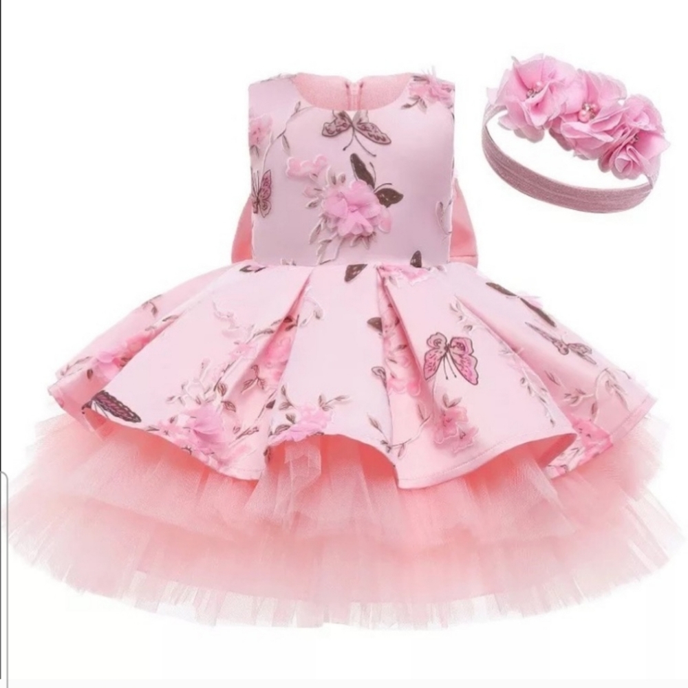 NWOT Birthday princess butterflies and flowers luxury embroidered dress